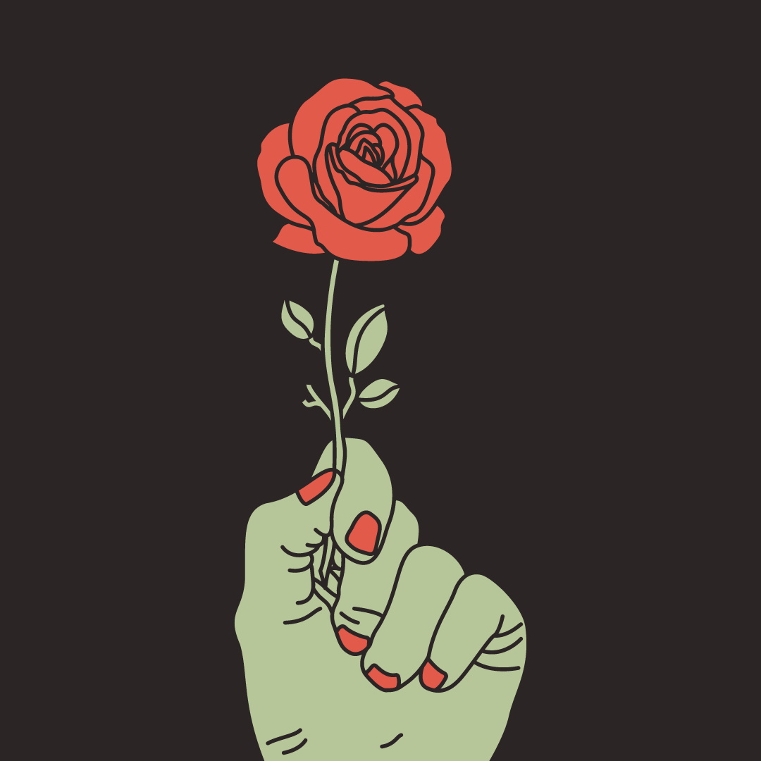 Rose in hand